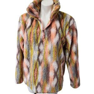 Eddie Bauer Womens Sherpa 1/4 zip colorful pullover sweater Size‎ large